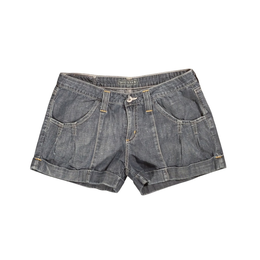 Big Star Womens Denim Shorts Size‎ 28 Medium Wash Cuffed Low Rise BSW1120 USA